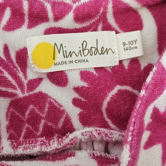 Mini Boden Toweling Dress Fuchsia and White Floral Print Dress Size 9-10 Y - Picture 4 of 6
